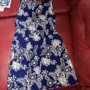 Joe Fresh Navy Blue & Cream Floral Dress